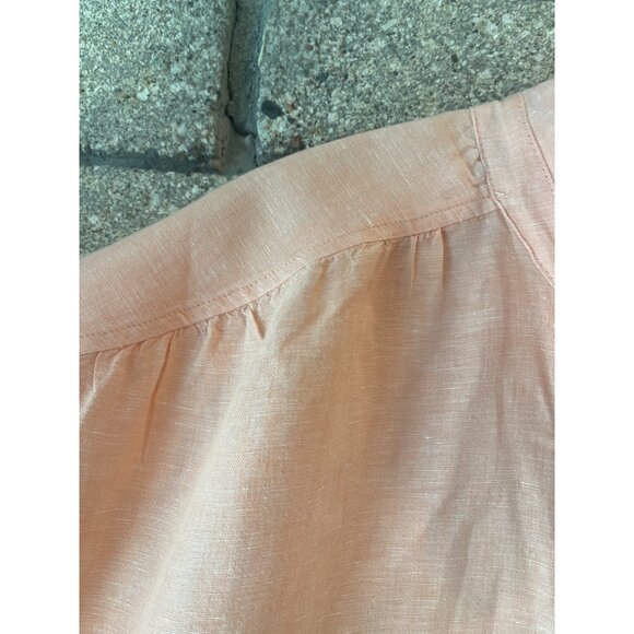 Peach Button-Up Linen Blouse By J. Crew Made in India - Picture 4 of 14